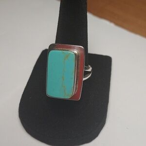 Vintage Sterling Silver Turquoise Taxco Ring Size 6.5